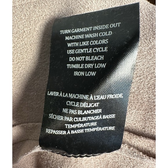 BlankNYC Size S Dusty Pink Faux Micro Suede Draped Moto Zip Jacket - Picture 6 of 8